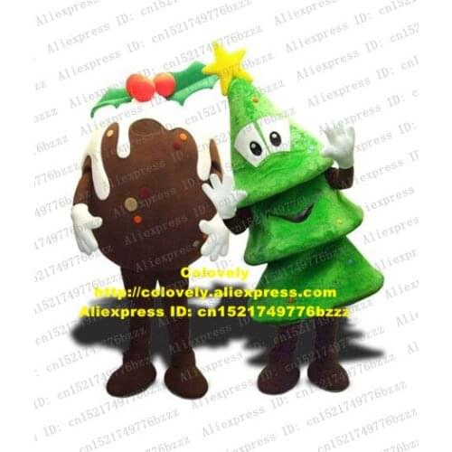 Pretty Brown Green Cream Milk Chocolate Truffe En Chocolat Pudding Putin Flan Mascot Costume With Green Cone Body Smile No.6992