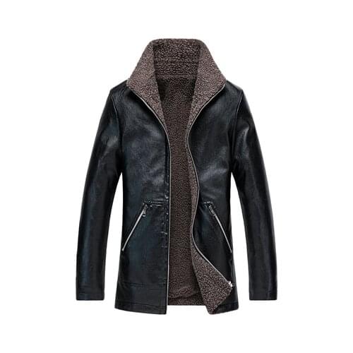 PU Leather Mens Jacket Winter Men Fleece Thick Warm Biker Coats Male Faux Leather Slim Motorcycle Jackets Clothing 8XL