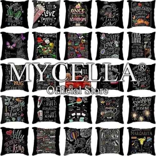 Chalk Art Linen Cushion Cover pattern Pillow Covers for Home Chair Sofa Decorative Pillowcase Throw Pillows Sweet Tea sofa car