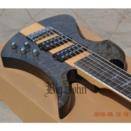 New Big John 6 Strings Electric Bass Guitar Quilted Maple Top Mahogany Body BJ-183