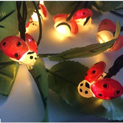 2018 new solar outdoor waterproof light string seven-star ladybug beetle string lights Christmas lights