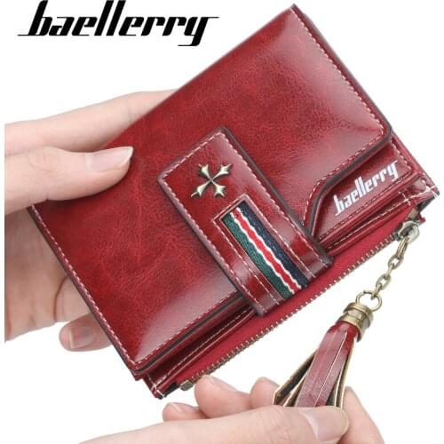 New Fashion Small Oil wax Leather Wallet Women Stylish Zipper & Hasp Card Wallet Woman Short Credit Card Holder Purse