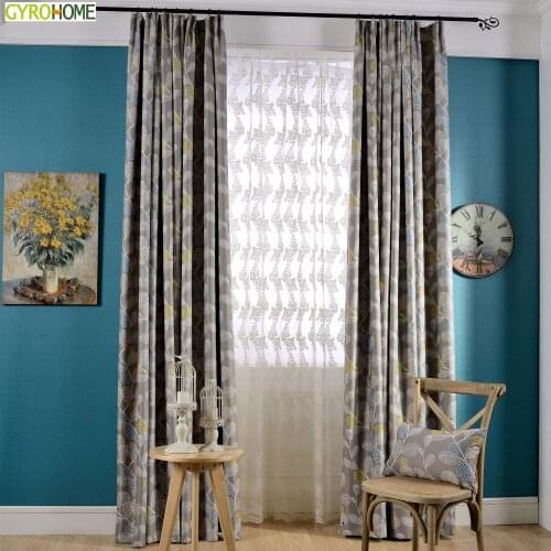 Simple Style Leaves Window Door Drapes for Living Room High Shading Bedroom Tulle Curtains
