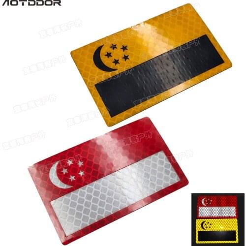 PVC Singapore flag ir PATCH Stripes Appliques Clothes Stickers Army Reflective UNIFORM Patch Glow In Dark BADGES