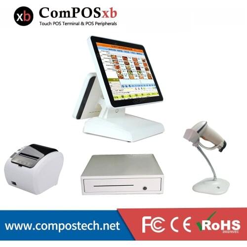 Composxb pos system 15+12 inch dual screen J1900/4GB/64GB point of sale system cash register point of sales machine for sale