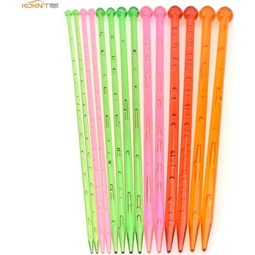 KOKNIT 7Pairs Knitting Needles 4.0mm-10.0mm 35cm Length Yarn Weave Knitting Needles For Women Mom Scarf Sweater Clothes Tools