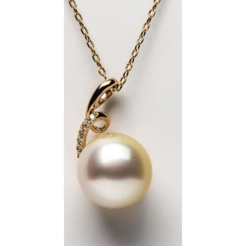 Luminous Genuine South Sea Cultured Pearl Pendant Jewelry 14k Yellow Gold 12.1mm