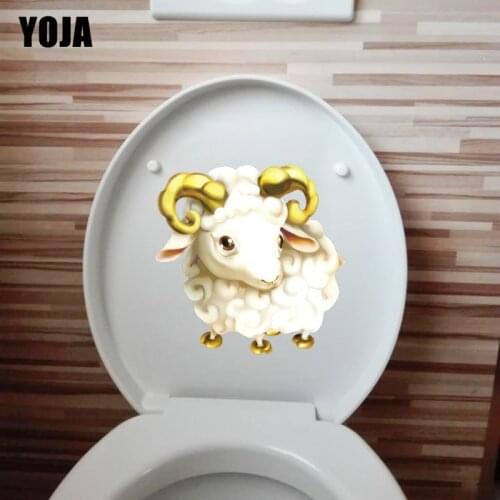 YOJA 22.9×23CM Cute Sheep Creative Cartoon Wall Stickers Funny WC Toilet Decoration Home Accessories T1-2741