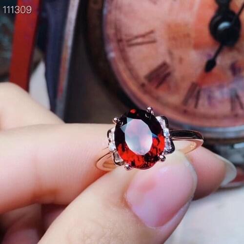 KJJEAXCMY boutique jewelry 925 Silver-inlaid Natural Garnet Girl Ring Support Detection
