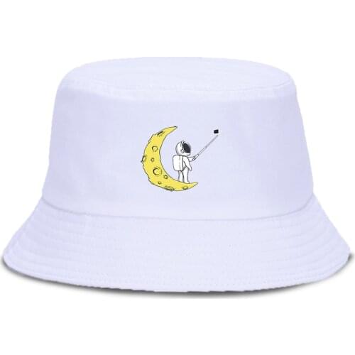 Selfie Funny Cartoon Astronaut Bucket Hat For Man Fashion Sunscreen Sun WomenS 2021 Hats Foldable Hip Hop MenS Fisherman Cap