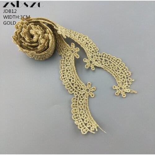 3CM Width 5Yards Gold Lace Knit Trim Lace Fabric For Garment Sewing Accessories Applique Crafts
