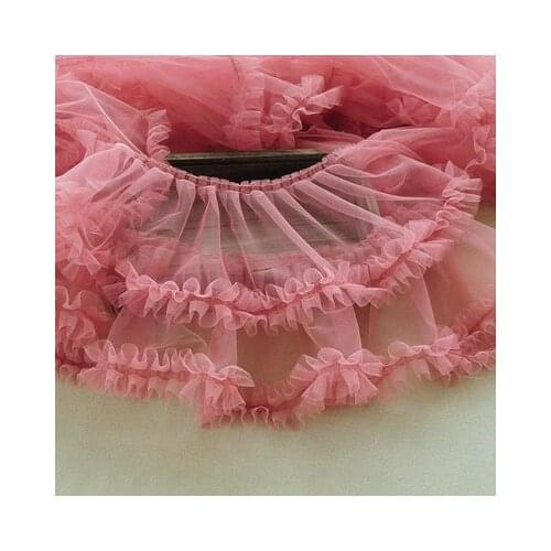 1Meter Red Pink Yellow DIY Clothing Accessories 15cm Folded Chiffon Yarn pleated Lace Mesh Lace Trim Gauze Ruffles Accessories