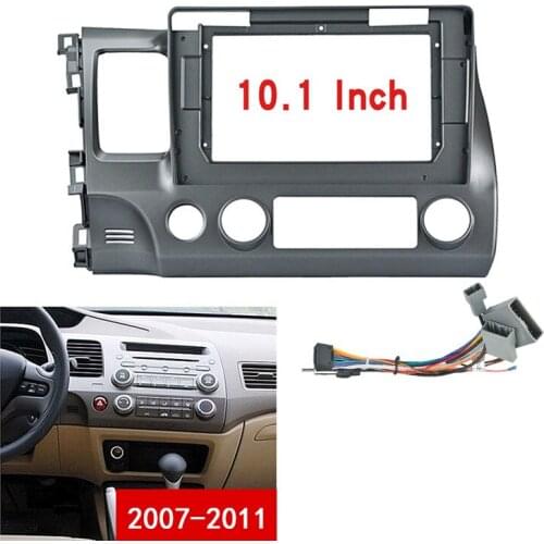 10.1Inch Car Fascia for HONDA CIVIC 2007-2011 Right 1/2Din Stereo Double Din Dvd Frame Install Face Panel Dash Mount