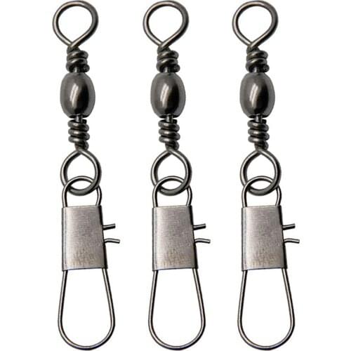 20Pcs/Box Barrel Fishing Swivel With Safety Snap Fishing Lure Line Connector Snap Swivels Solid Ring Fishing Tackle Acces