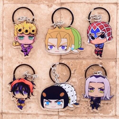 2020 JoJos Bizarre Adventure Keychain Double Sided Acrylic Keyring Pendant Anime Accessories Cartoon Key Chiain