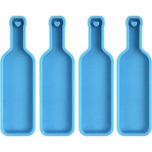 4 Pcs Wine Bottle Keychain Epoxy Resin Mold Jewelry Pendants Silicone Mould DIY Crafts Decoration Casting Tools