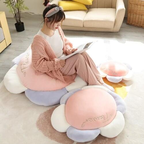 45/65/105CM Cartoon Flower Shaped Plush Pillow Color Plant Flowers Cradle Floor Mat Soft Stuffed Home Sofa Sleep Cushion Dolls