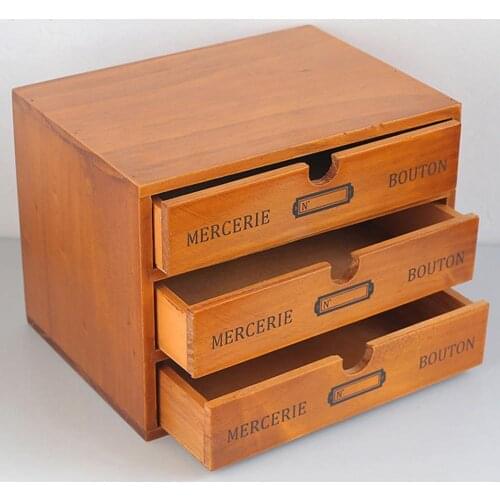 80% Hot Sales! Retro Multi-layer Wooden Desktop Drawer Storage Box Cosmetics Sundries Locker Cabinet Organizer Supplies