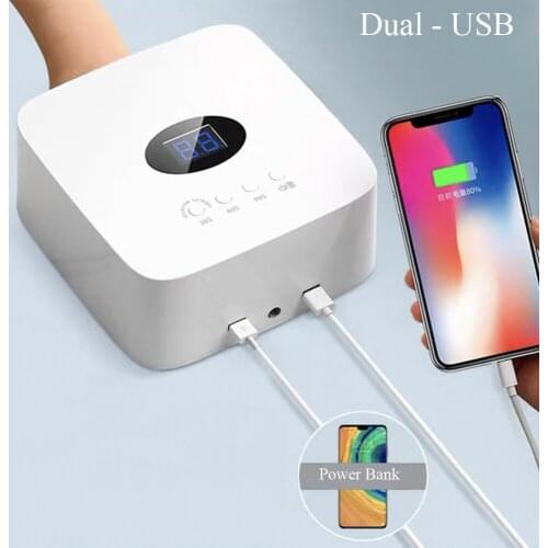 Wireless Rechargeable Nail Lamp With Power Bank 54W 30 LED Nail Toenail DIY Dual USB White Sunuvied Nail Gel Curing Lamp