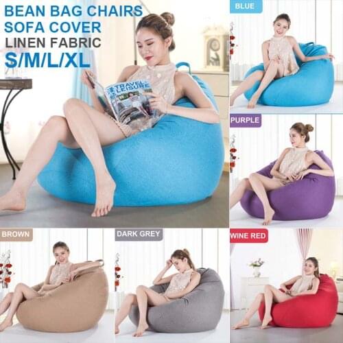 S/M/L/XL Lazy Sofas Cover Chairs without Filler Linen Cloth Lounger Seat Bean Bag Pouf Puff Couch Tatami Living Room Furniture