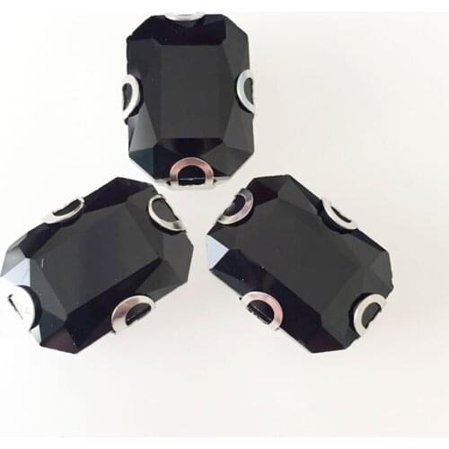 Black D claw Rectangular crystal glass loose rhinestones,sew on stone used for Clothing shoes bag DIY