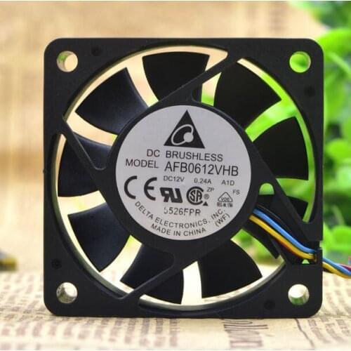 Delta 6CM 6015 DC 12V 0.24A AFB0612VHB 60*60*15MM 4-wire PWM Speed Regulating Cooling Fan