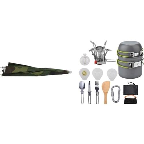 Elastic Headband Sun Rain Umbrella Hat Cap with Outdoor Picnic Tableware Camping Pot Trekking Pot Pieces / Set