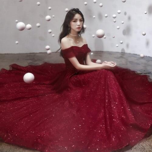 Elegant Evening Dresses Off the Shoulder Floor Length Beauty-Emily Lace Appliques Pearls A-line Woman Gowns For Wedding Party