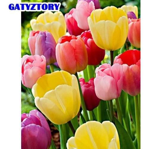 GATYZTORY Pictures By Number Flower Painting By Number Lily Flower DIY Drawing On Canvas HandPainted Home Decor Art Gift