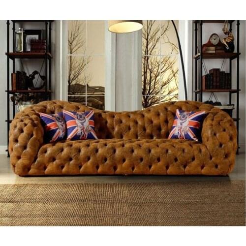Living room sofa set muebles de sala genuine leather sofa modern home furniture neoclassical couch chesterfield sofa big 3 seat