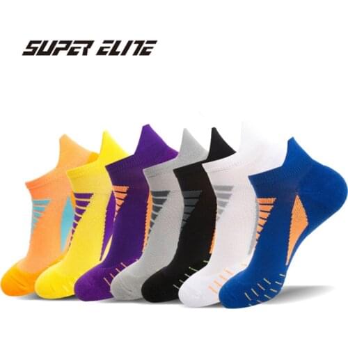 SUPER ELITE Pro Short Basketball Socks Solid Mesh Mens Invisible Ankle Socks Running Socks Cotton Riding Cycling Tennis Socks
