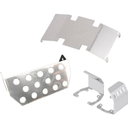 RC Cars AXIAL SCX10 II Stainless Steel Front Bumper Lower+Axle+Gearbox Mount Protection Skid Plate Set For 1/10 RC Crawler Car