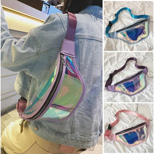 2019 Fashion Belt Bum Bag Waterproof Transparent Clear Punk Holographic Fanny Pack Laser Waist Pack for Women