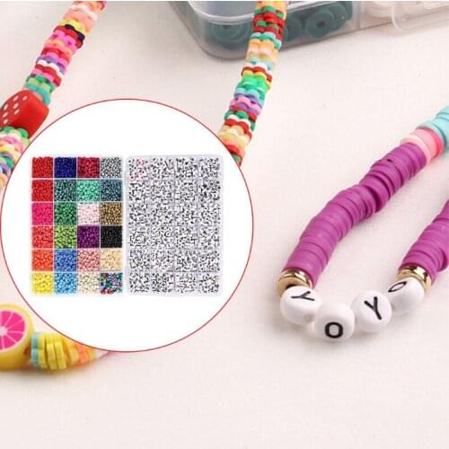Q1FA Bead Craft Kit Set Bracelet Beads for Jewelry Making Glass Seed Beads Alphabet Beads Acrylic Letter Beads Elastic String
