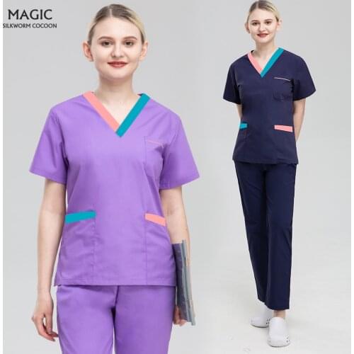 Slim Fit Pet Veterinary Uniform Dentist Clinic Pharmacy Hospital Nurse Suit Beauty Salon Work Clothing Medical Surgical Workwear