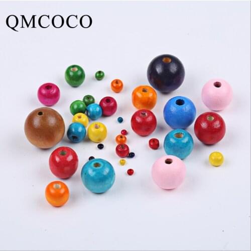 Multi-size Colorful Round Wooden Beads Small Hole Custom Handmade Decoration Craft Environmentally Jewelry Baby Toys Accessories