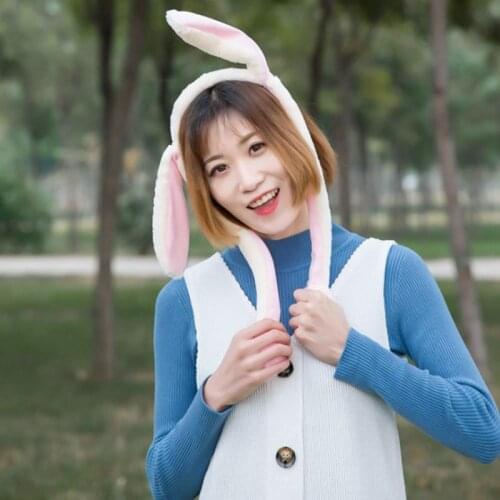 Fashion Moving Hat Rabbit Ears Plush Sweet Cute Airbag Cap Can Be Choose