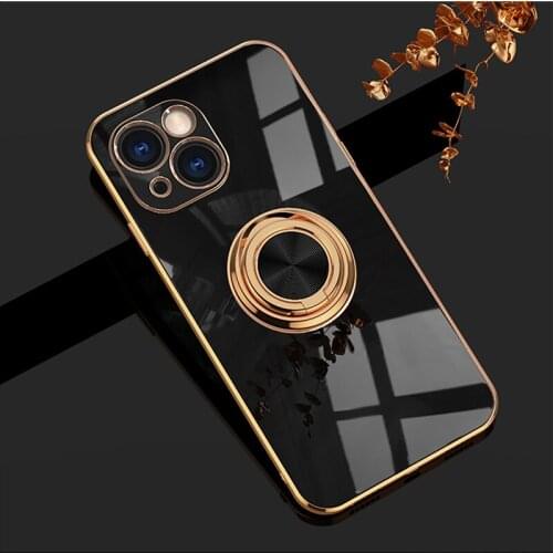 Luxury Plating Silicon Case For iPhone 12 11 Pro Max XS XR X 7 8 Plus 8Plus SE 2020 iPhone12 12Pro 11Pro Ring Holder Phone Cover