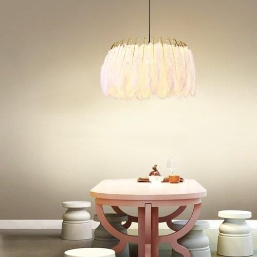 Modern LED Pendant Light Romantic Dreamlike Feather Droplight Bedroom Hanging Lamp Living Room Restaurant Lamparas Adjustable