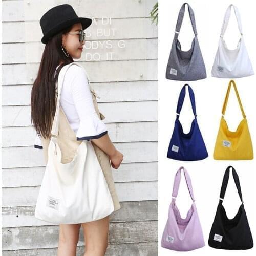 Women Corduroy Shopping Bag Female Canvas Cloth Shoulder Bag Environmental Storage Handbag Reusable Foldable Eco Grocery Totes