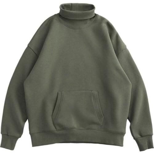 High quality mens Turtleneck Fleece Sweatshirts Men Winter Thick Basic Loose Sweatshirt Men Streetwear Sweatshirt