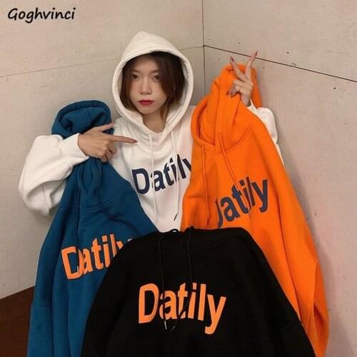Hoodies Women Thickening Oversize Letter Hooded Boyfriend Lazy Soft Daily Casual High Quality Chic Korean Style Lady New Spring
