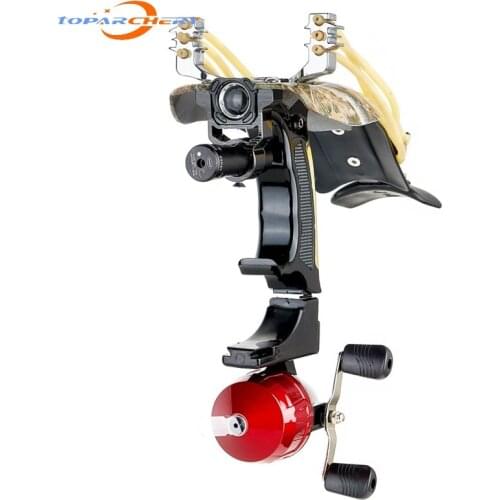Toparchery Fishing Slingshot Archery Slingbow Hunting Catapult Kit Hunting Fish Catapult with Fishing Reel Adult Target Shooting