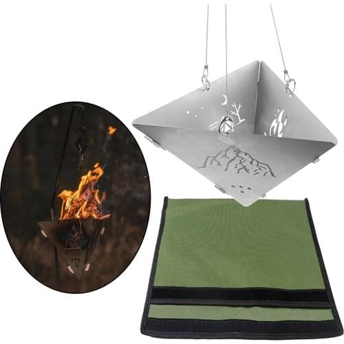 Triangle Wood Burning Stove Portable Camping Hanging Stove Outdoor Stainless Steel Campfire Platform Pit