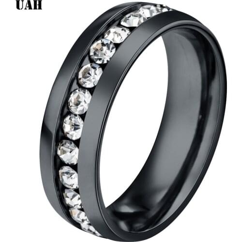 UAH Titanium Stainless Steel CZ Stone Ring for Women Weddings Ring Classical Lover Couple Rings Valentines Bague Bijoux