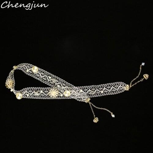 Chengjun Handmade Pearl Alloy Crystal Wedding Accessories Luxury Elegant Bridal Headband