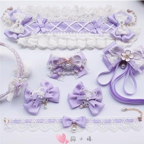 Lolita Purple Sweet Hairpin Soft Girl Hair Accessories Hairband Pair Clip Gift KC Headband Hairpin Cosplay Dream Fairy Hairpin