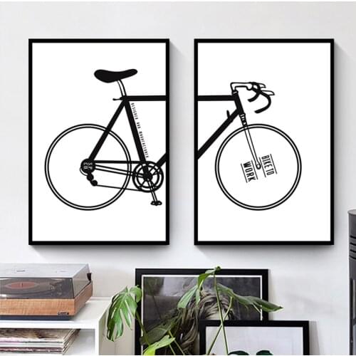 Scandinavian Style Bike Cycle Poster Black And White Canvas Painting Wall Art Picture Living Room Bedroom Nordic Home Decoration