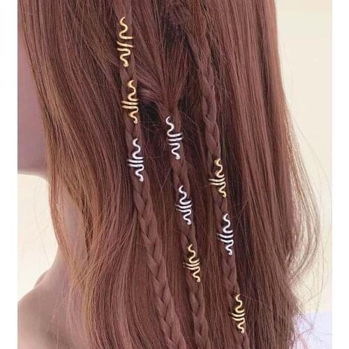 9pieces/pack Dirty Braid Dread Lock Clasps Headress Accessories African Hair Ring Charm Dread Snake Hair Clips Jewelry