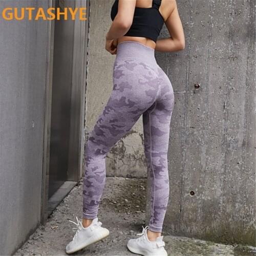 GUTASHYE Women Vital Seamless Yoga Pants Camouflage High Elastic Push Up Gym Leggings Sport Fitness Running Leggings Female